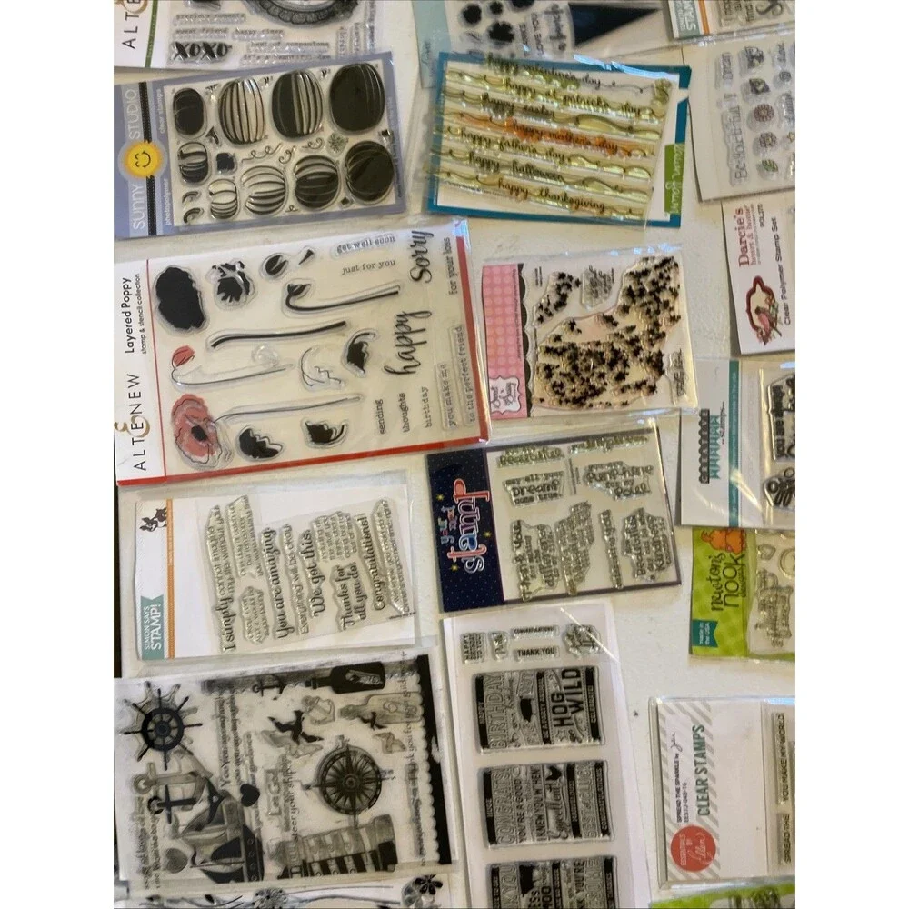 HUGE Mixed Lot of Clear Stamps For Crafting FLOWERS WORDS ETC